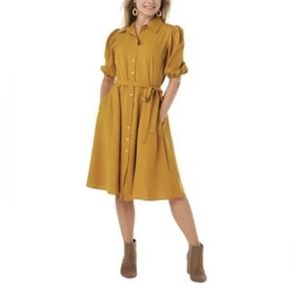 NWT $89 Sharagano Women's Button Front Belted Shirt Dress Size 10